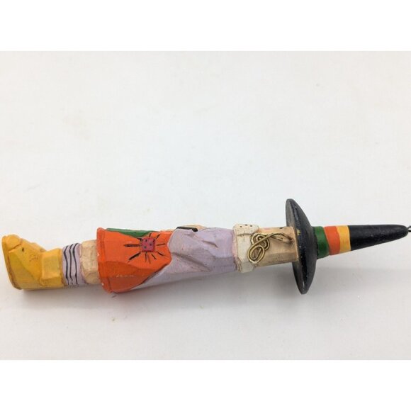 Vtg. Ornament Witch Fall Themed Metal Hair  Holding Frog Unique 5.75"  READ - Picture 2 of 9